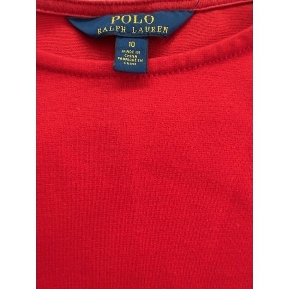 Polo Ralph Lauren Girls Red Ruffle Sleeve Dress Size 10 - Picture 3 of 6